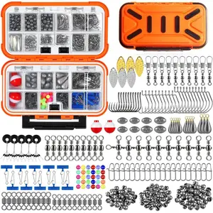 Fishing Lure Kit with Storage Box, 1 Set Fishing Hook & Sinker & Swivel & Bead Set, Outdoor Fishing Accessories for Bass & Trout, Fishing Gear Set, Fishing Tackle Kit, Tackle Supplies
