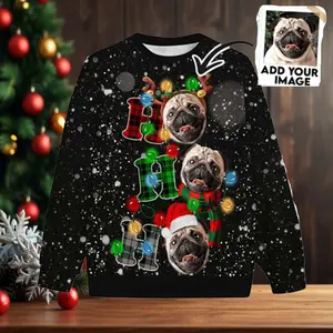 Personalize Face Ho Ho Ho Ugly Sweater, Custom Christmas Ugly Sweater, Funny Sweater for Family/Friends, Christmas Ugly Sweater Gifts EJE3SY