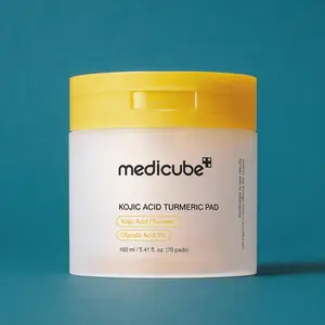 70Pcs Medicube Turmeric Kojic Acid Exfoliation Pads, Glycolic Acid Toner Pads for Acne Marks & Post-Inflammation Discoloration