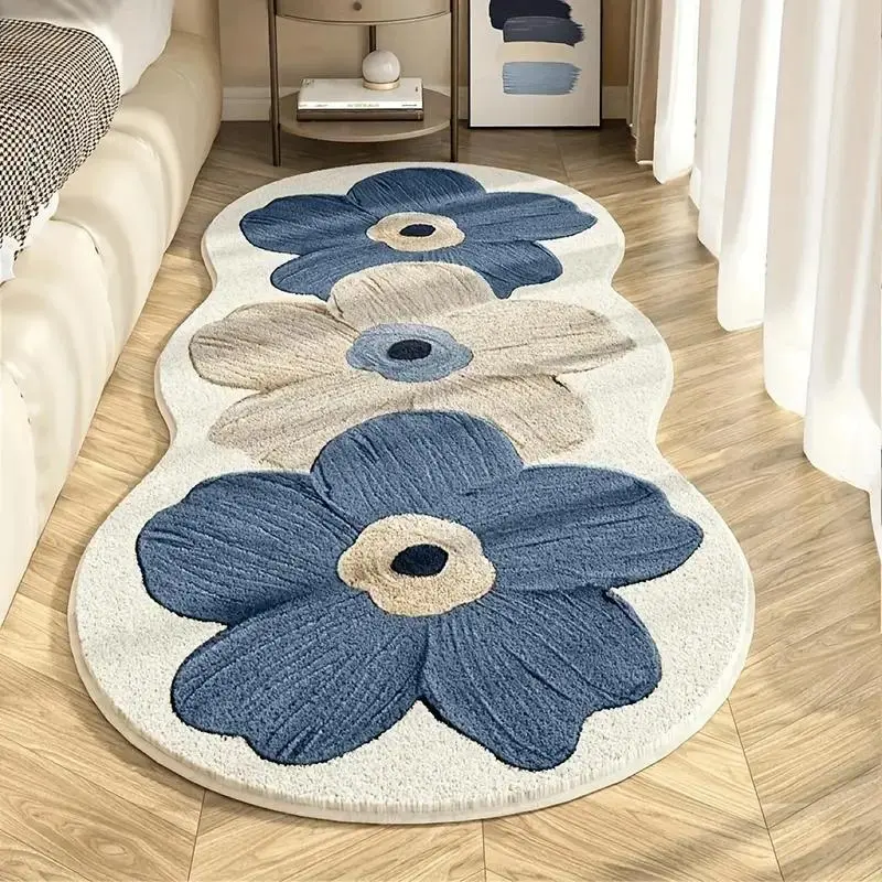 Irregular Flower Pattern Rug, Non-slip Soft Floor Mat, Decorative Carpet for Home Living Room Bedroom, Foldable Washable Floor Mat, Floral Rugs, Decorative Area Rug