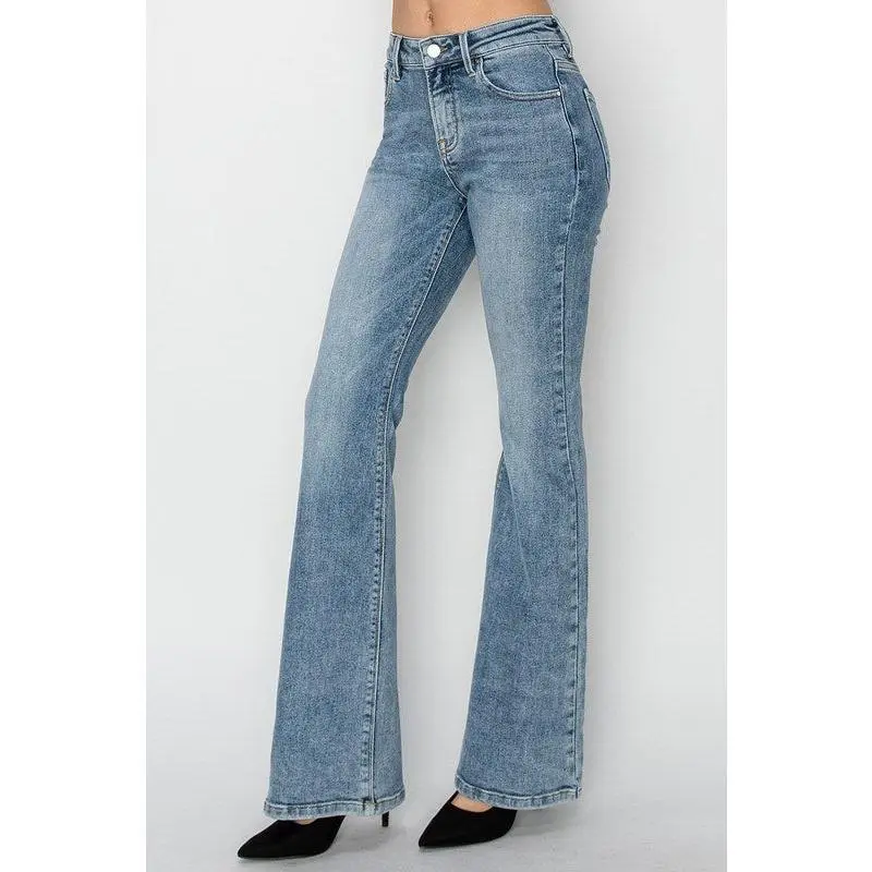 Risen Mid Rise Basic Flare Jeans