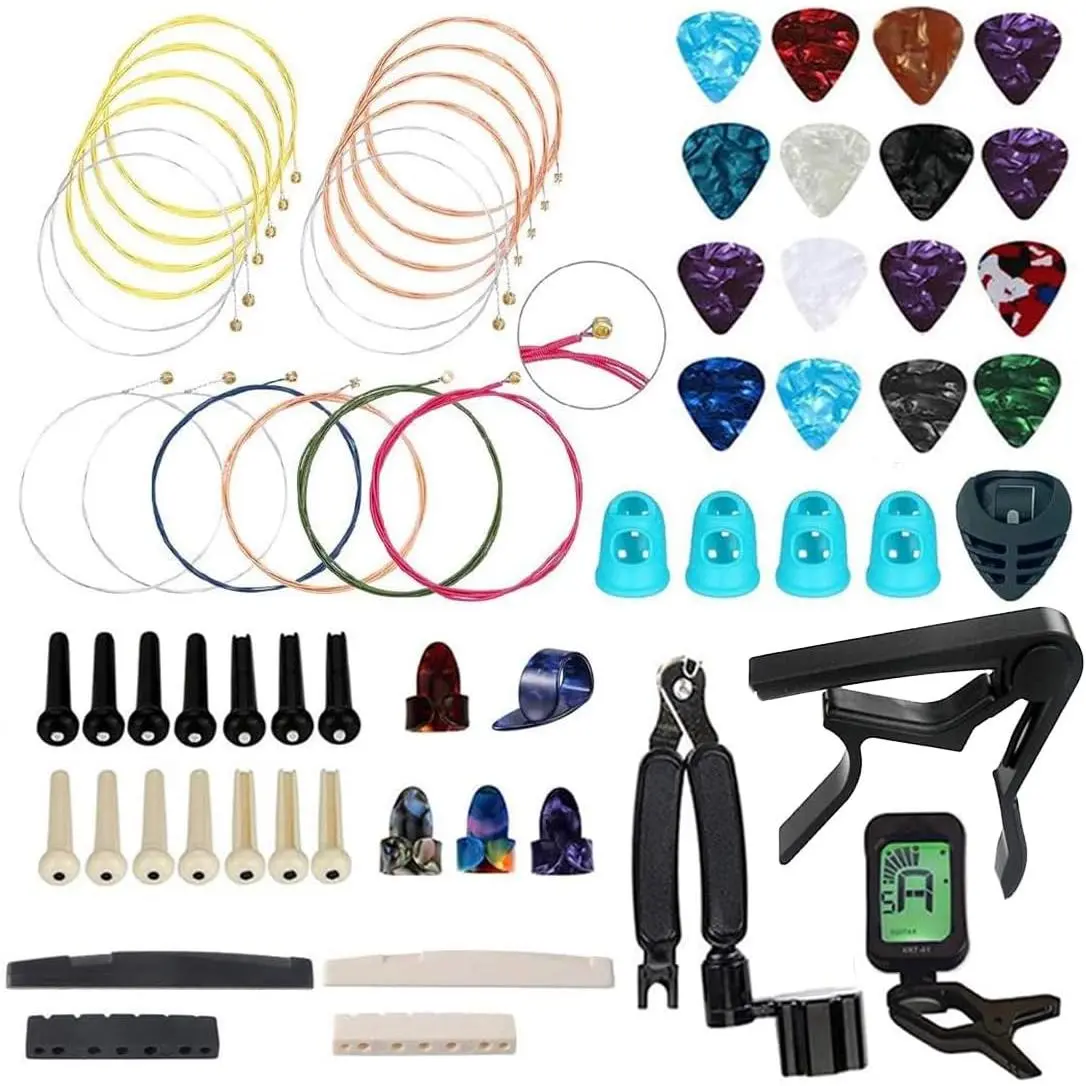 66 count Guitar Accessories Kit, Acoustic Changing Tool, Including Guitar Acoustic Strings, Picks, Capo, String Winder&, Tuner, , for Players and Beginners