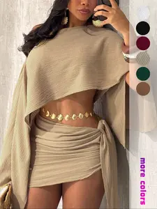 Women's Summer Holiday Off-Shoulder Top and Stylish Bodycon Skirt Set, Breathable Beachwear for Casual Vacations