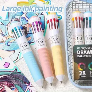 Languo 28-Color 3-Piece Set of Colored Hand-Written Ballpoint Pens for Drawing Doodling Multi-Color Pens School Office Supplies Key Marking Back-To-School Season