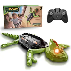 Remote Control Gecko Toy, Wall Climbing Toys with LED Lights, 360° Rotating Wheels, USB Rechargeable