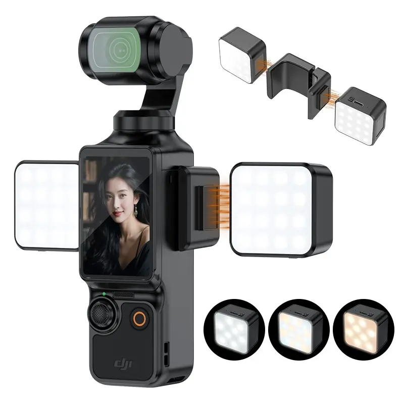 Vlogging Light for DJI Osmo Pocket 3,Magnetic Mini LED Action Camera Video Light Accessories, Quick Release Photography LED Fill Light for Vlog Selfie Video Recording, Photoshoot Light, Camera Accessory, Photographic Fill Light
