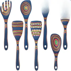 7 Pcs Wood Cooking Utensils Set, Wooden Kitchen Utensil Set for Cooking, Wooden Cooking Spoons & Spatulas, Safe for Non-Stick Cookware