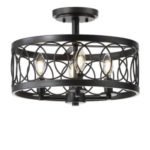 JONATHAN Y Sylvain Metal LED Semi Flush Mount; for Living Room, Bedroom, Kitchen, Office