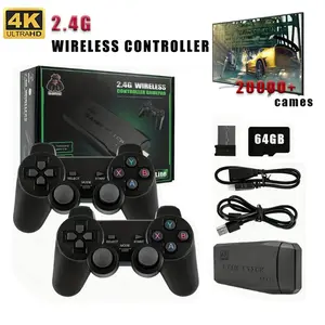 2.4G Dual Wireless PS4 Turbo  Set Video Game Stick Joystick Console Gaming Stick 4K 20000+64GB Retro Gaming clear controller