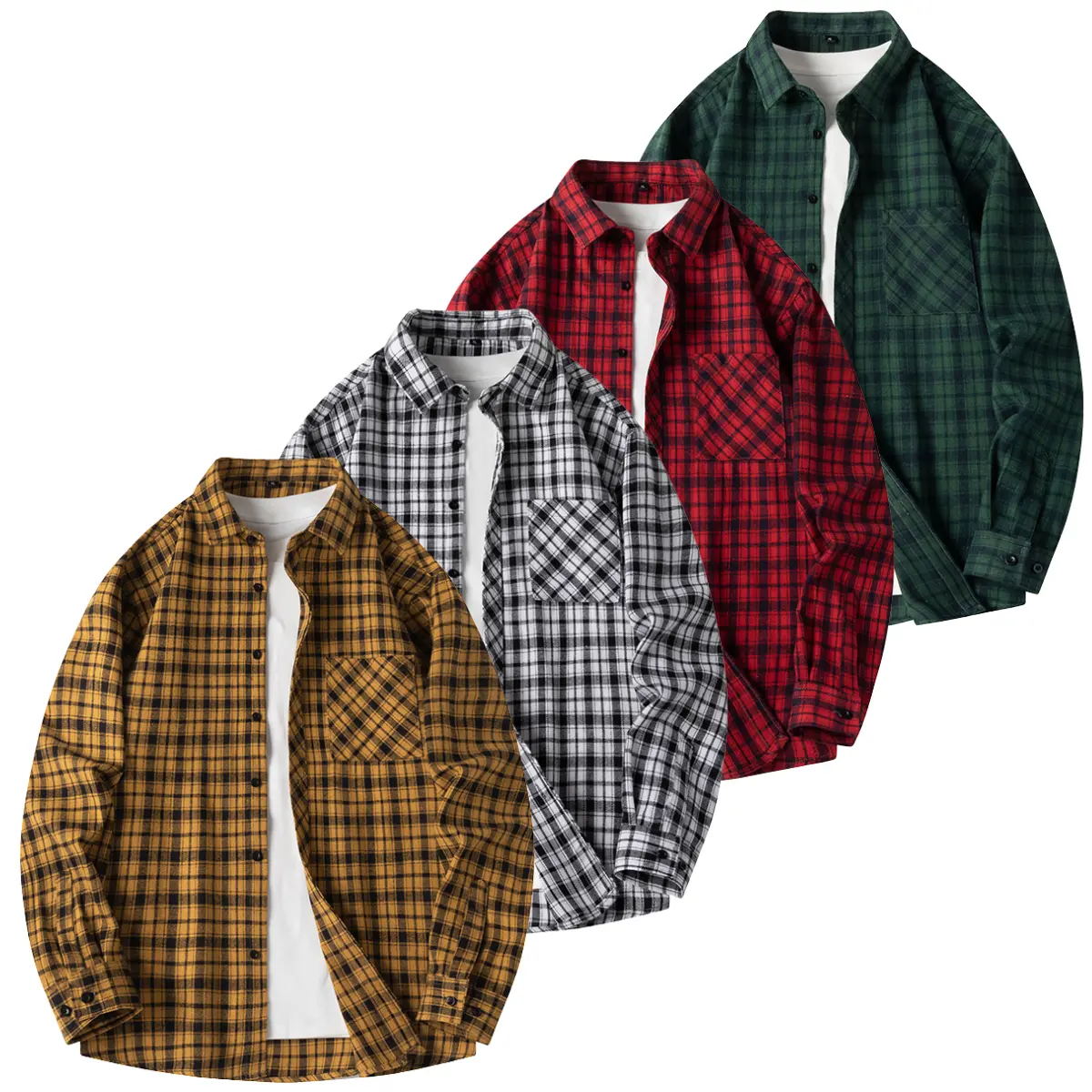 Men's Casual Plaid Button-Up Shirt, Stylish Long Sleeve Relaxed Fit Top for Layering with Chest Pocket, Soft Breathable Fabric, Layering Outfits, Buttoned, Soft Fabric, Oversize, Fitted, M