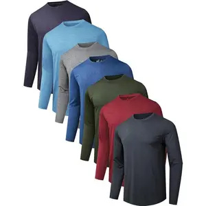 7-Pack Long-Sleeve Men’s Moisture-Wicking Sun-Protective UV UPF 50+ SPF Performance Quick-Dry T-Shirts for Casual (Sports & Outdoor)
