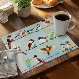 360 Stand Small Abstract Birds Placemat - 14x18 in. Colorful Stain-Resistant Easy-to-Clean Green Polyester Kitchen Placemat, Green Backdrop That Adds a Touch of Style to Interior Styles & Enhances Dining Experience (CPPM1418YHMNO4), Tableware, Add A Touch