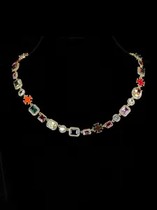 Colorful Faux Crystal Zirconia Necklace, Rhinestones Pendant Necklace, Zirconia Pendant, Light Luxury Holiday Gift for Others, Jewelry Accessories for Women & Girls