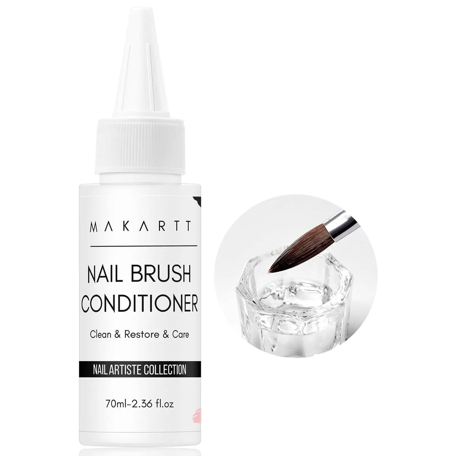 Makartt Nail Art Brushes Conditioner Cleaner, Cleaner & Restorer & Care Brush Bristles, Acrylic Brush Cleaner Gel Used for Solid Gel Polish/Nail Art Liner/Builder Gel Manicure Brush - 70ml/2.36 fl. oz Cleansing Cleanser Nail Care Nail Polish