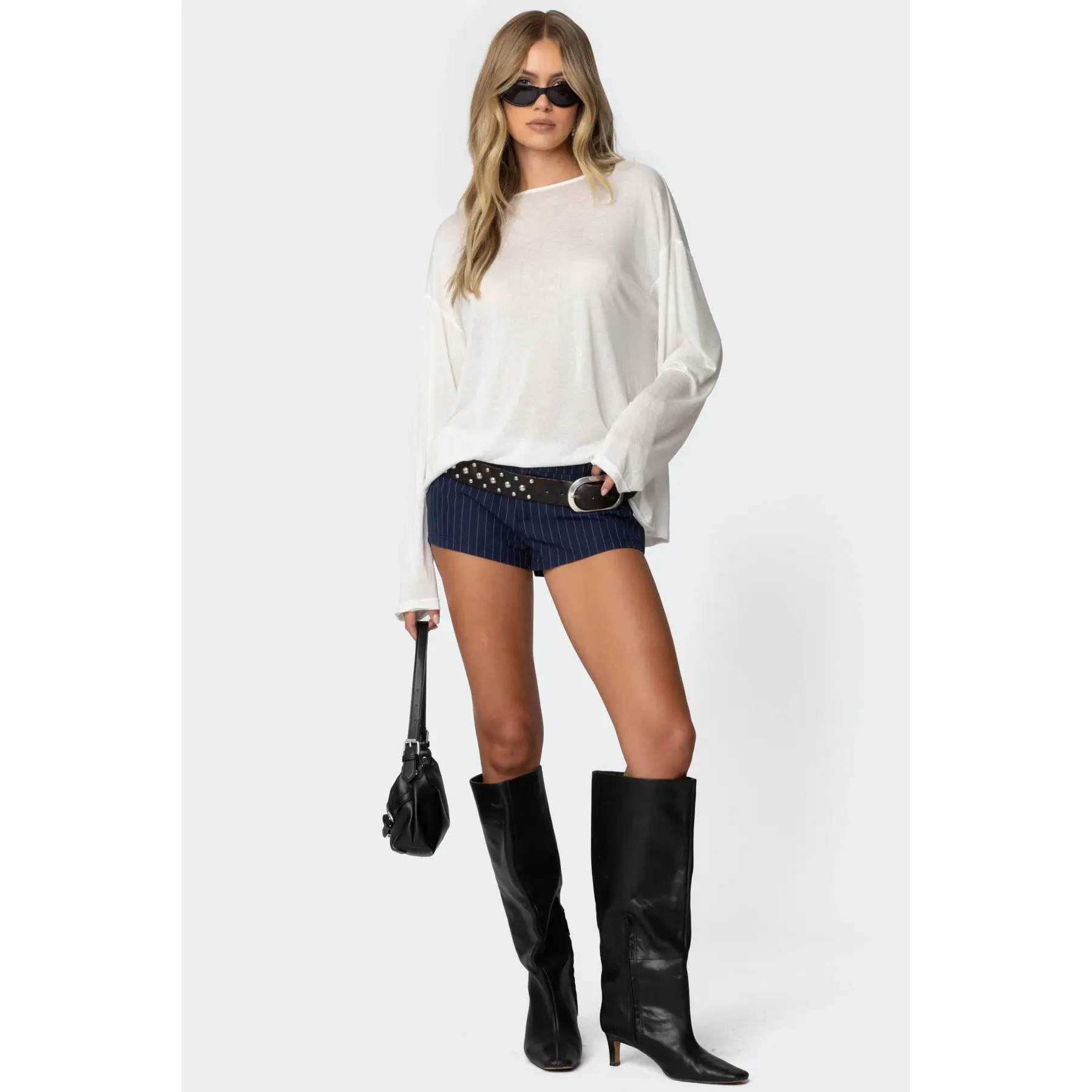 Oversized Semi Sheer Long Sleeve T Shirt Oversized Semi Sheer Long Sleeve T Shirt