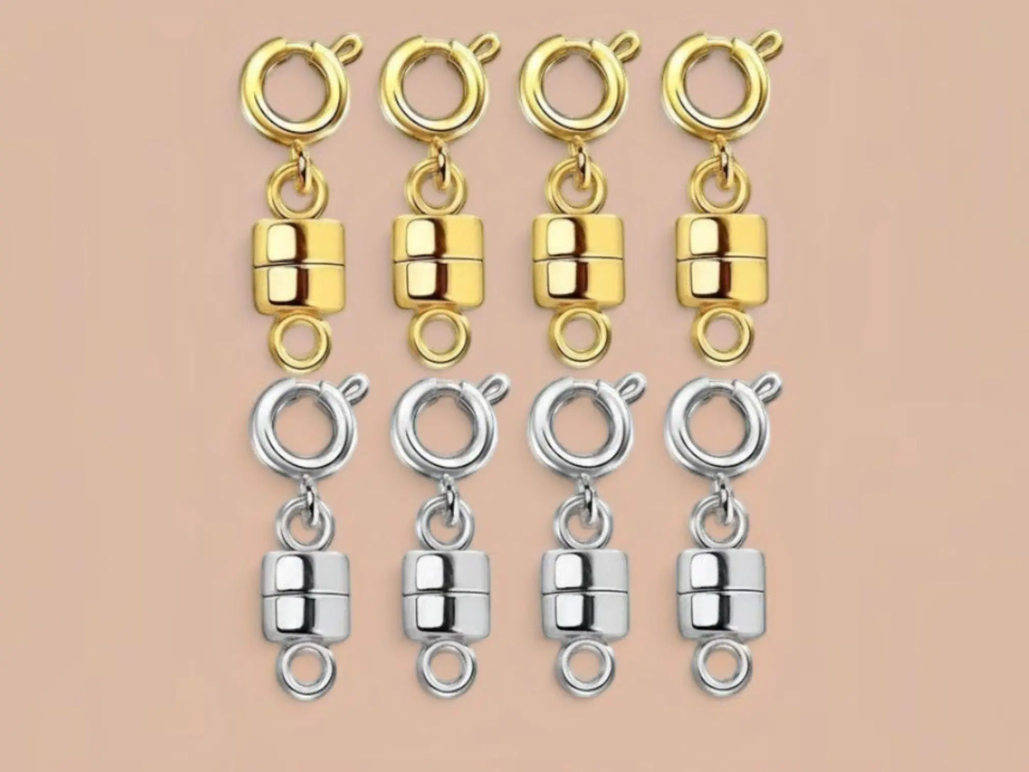 Magnetic Spring Ring Clasps, Gold Jewelry Connectors Pack of 10 for DIY Necklaces and Bracelets