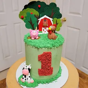 cake shed cake topper gender reveal Farm Animal Cake Decoration Farm Animal Birthday Cake Topper Cow Cake Decoration for Farm Animal Baby Shower Birthday Party Decorations