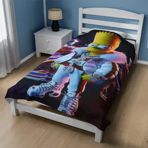 Unique Bart Blanket for Kids Bedroom, Blanket for the Teenager , Velveteen Plush Blanket for Kids room, Bedroom Blanket, Custom Bart Blanket, Plush Blanket for Teens Bedroom.