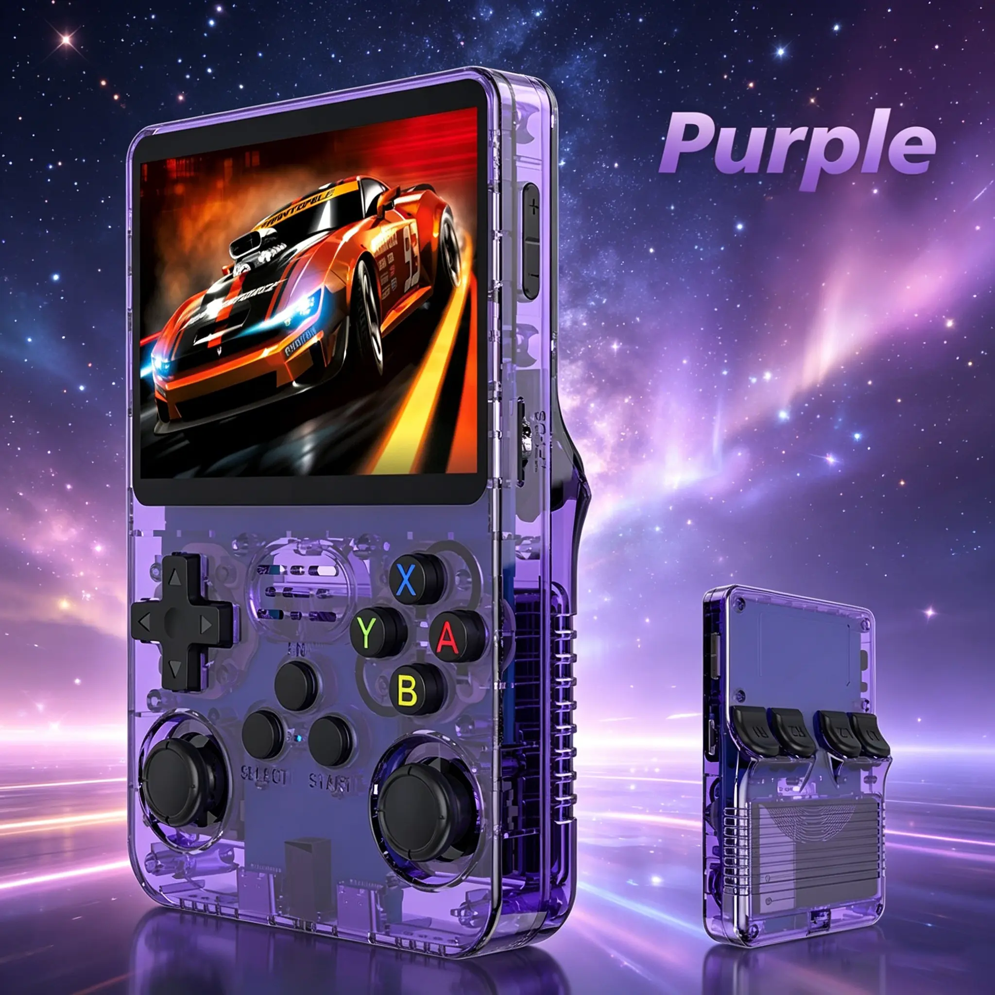 R36S Retro Linux Handheld Video Game Console - 3.5-in IPS Screen, 3000mAh Battery, 64G Preloaded Games, Purple Compact & Stylish Version - Console Gamers, 14+ Years, Christmas & Holiday Gift, Portable Cells-Powered Device