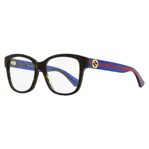 Gucci Square Eyeglasses GG0038ON 003 Dark Havana/Red/Blue 54mm 38