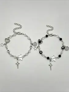 Fashion Couple Beads Bracelets Love Heart Star Handmade Y2K Charm Beaded Kawaii Friendship Couple Bracelet Jewelry