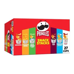 Pringles Potato Crisps Chips, Lunch Snacks, Snack Cups, Variety Pack, 19.5oz Box (27 Cups)