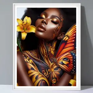 Women Portrait Mosaic Diamond Painting Embroidery Without Frame,Full Round Diamond Mosaic With Tools Room Wall Decoration