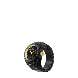 Fossil Women's Watch Ring Two-Hand Pavé Black Stainless Steel Watch