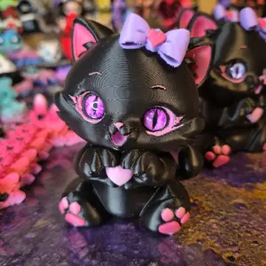 Hand Heart Pets Figurine glass eyes with Bow Adorable Collectible home decor Ornament