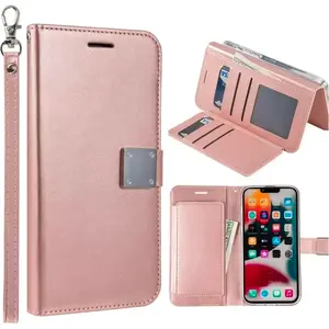 Entronix Folio Wallet Case for iPhone XR, Leather Wallet & Lanyard Bumper Cover, Protective Protection Card Shell