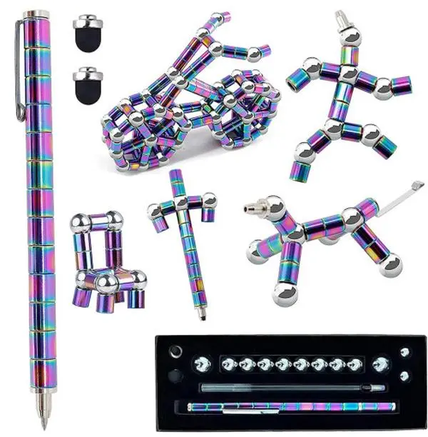 Transformable Magnetic Fidget Pen - Stress Relief Fidget Toy, Office Gadget, Desk Accessory, Pens for Work, Easter Basket Stuffer Gifts for Teens and Adults