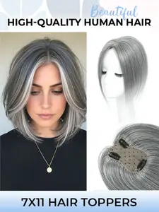 7X11 Hair Toppers For Women, Wavy Natural Hair Toppers For Women Clip In, Short Hair Toppers For Women Real Human Hair, Natural Hairpiece, Seamless Hairpiece, Seamless Finish, Handtied Wiglet, Clipin Wiglet, Natural Wave, Human Hair Textured