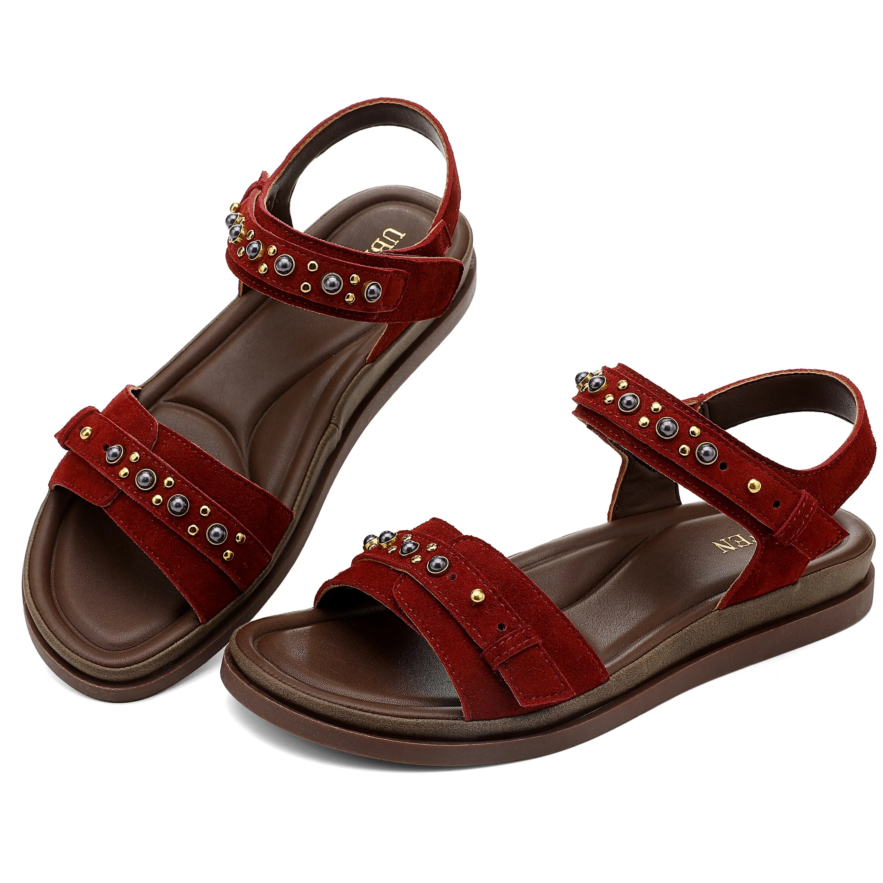 UBFEN Women's Dressy Flat Sandals - Elegant Classy Steel Beaded Open Toe Slingback Shoes with Comfortable Arch Support, Back Strap for Beach, Vacation Footwear, Elegant Classy Sandals