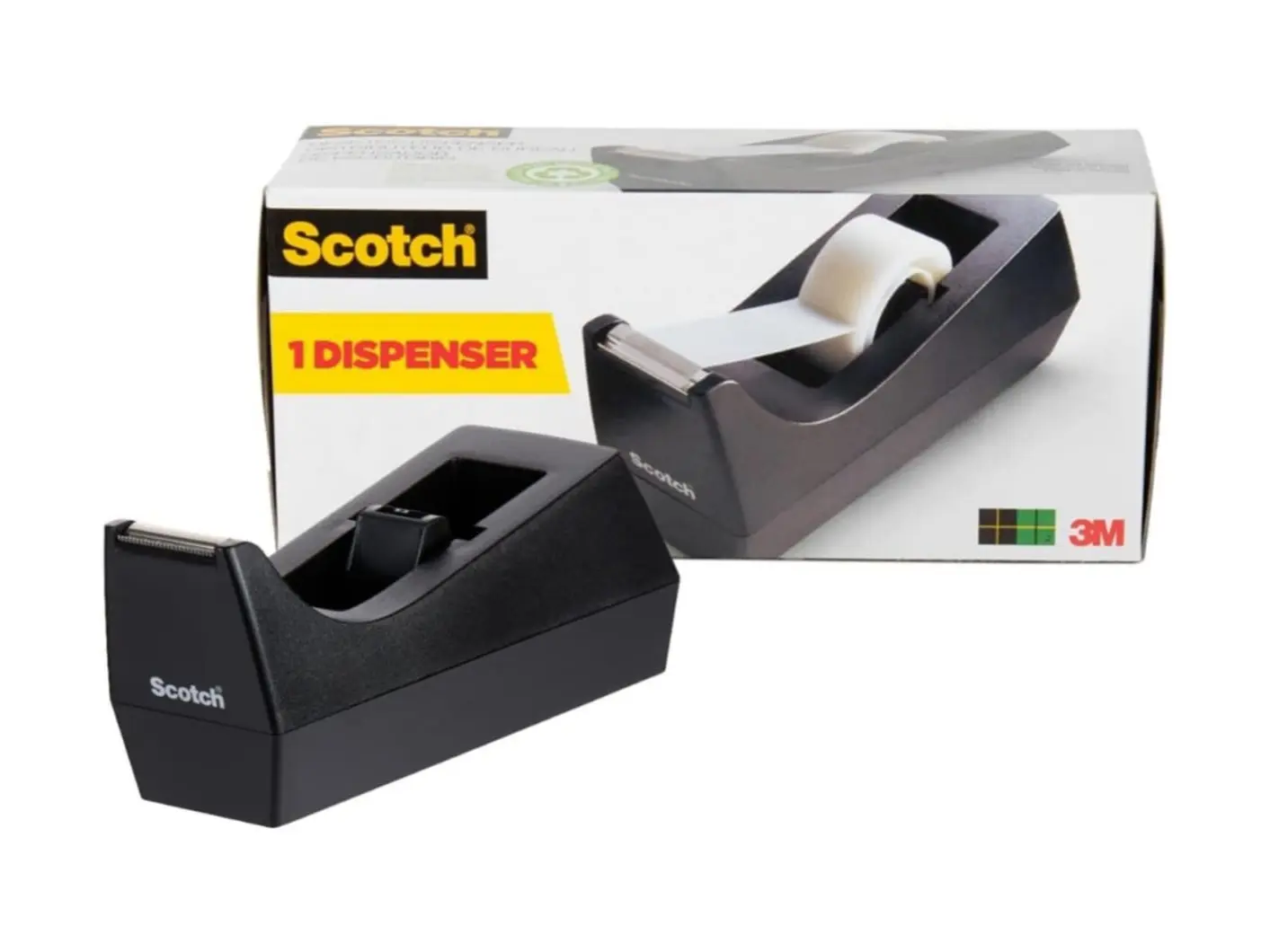 Scotch Desktop Tape Dispenser, Black, 2.7 in. x 2.7 in. x 6.4 in., 1 Tape Dispenser, Polystyrene (PS)