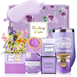Birthday Gift for Women Spa Gift Set - Unique Get Well Soon Gifts for Women, Relaxing Self Care Package for Her, Christmas Gifts for Mom, Wife, Sister, Friend, Female Coworker (Lavender)