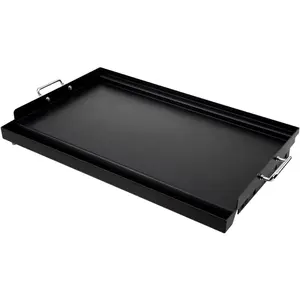 30" x 15" Carbon Steel Cooking Griddle for Outdoor Gas Grill, Universal Griddle Flat Top Plate Insert with  Groove and Removable Handles for Electric/Charcoal/Gas Grill, Camping,Party