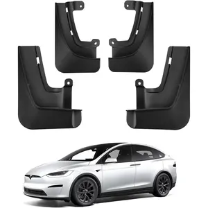 BASENOR 2026 Tesla Model X/Model X Plaid Mud Flaps Splash Guards No Drilling No Tape Mudguards Vehicle Tire Protector Mudflaps for 2022-2026 Tesla Exterior Accessories (Set of 4)