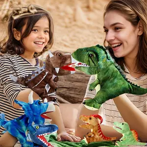 Dinosaur Hand Puppet For Kids, Soft Plush Role Play Toy With Movable Mouth, Interactive Puppet For Storytelling & Pretend Play
