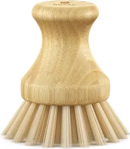 Royal Craft Wood Bamboo Dish Scrub Brush with Handle - Wooden Washing Dish Brush Scrubber for Kitchen, Sink, Dishes & Vegetables