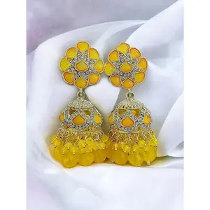 Elegant Jhumka Earrings with Floral Design