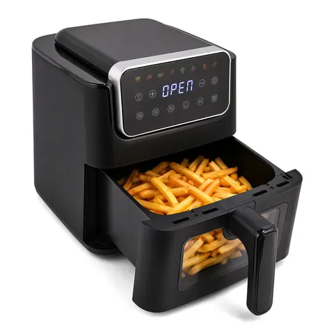 SUSTEAS Modern Corded Countertop Air Fryer with Viewing Window, 1300W Digital Touchscreen, 8 Presets, 360-Degree Hot Air Circulation, Nonstick Dishwasher-Safe Basket, Heat-Based Multifunction Simple-to-Use Fryer, Countertop Fryer, Simple To Use Fryers
