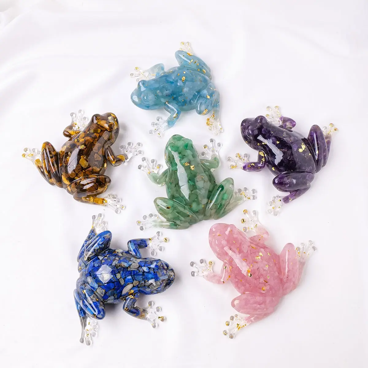 Natural Crystal Resin Frog Figurine, Crystal Figurines, Unique Design, Healing Decor for Fish Tanks, Unique Home Gift, Indoor Crystal Sculpture for Collectors, Crystal Decorative Ornaments