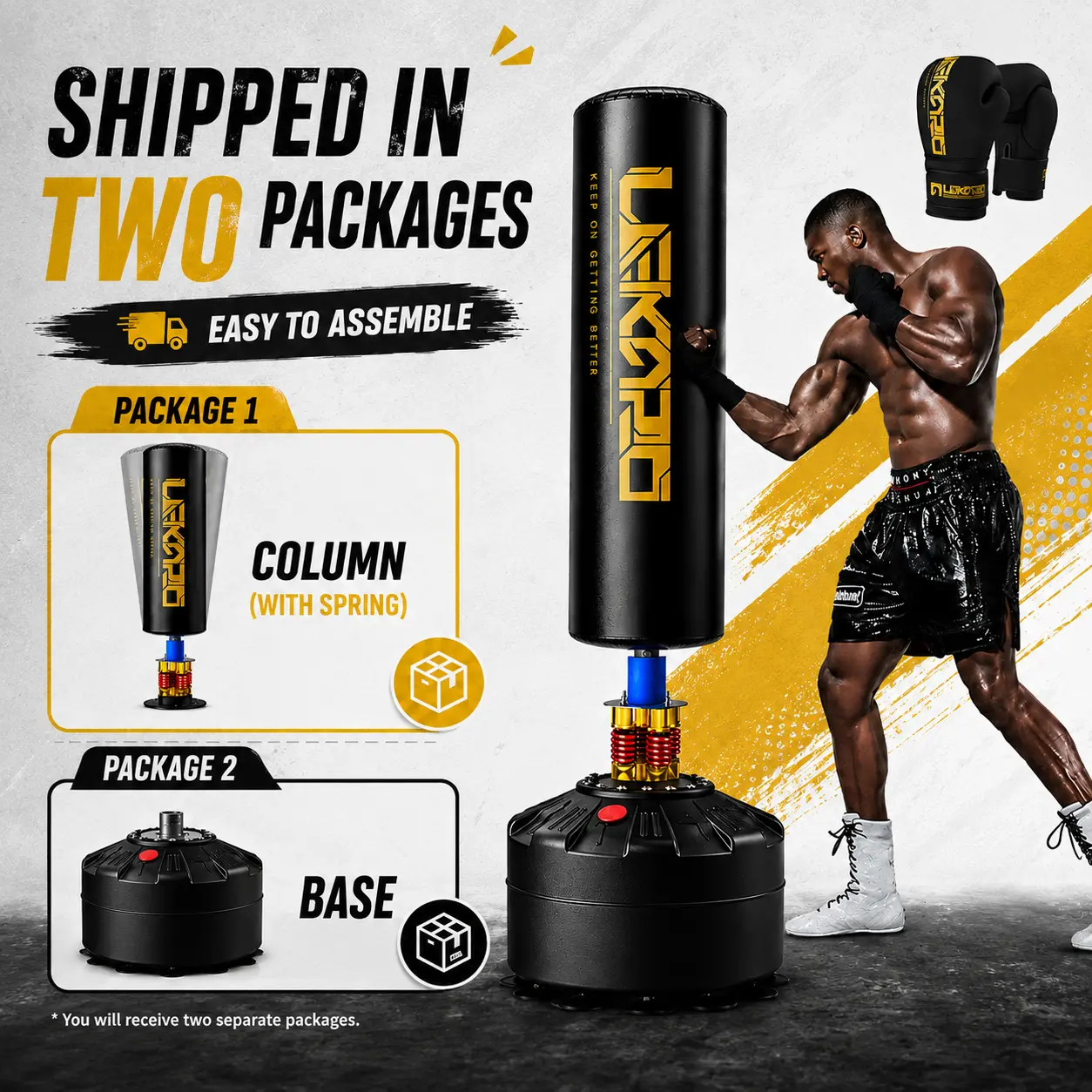 LEKARO Freestanding Punching Bag with High-Strength Steel Frame, 70in At Home Gym Equipment with Gloves for Effective Workouts & Improved Coordination