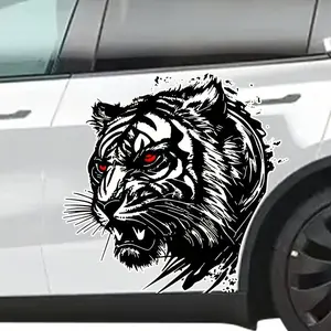 Tiger Head Pattern Car Sticker, 1 Pair Cool Car Vinyl Sticker, Sticker For Cars, Car Bumper Sticker, Car Exterior Decoration Accessories, Vehicle Exterior Decoration for Car, Motorcycle, Car Truck Decal