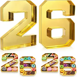 2 Pcs 10" Gold 26 Cardboard Fillable Number Charcuterie Boards, Large 2026 Fillable Trays for Food Chocolate Candy, Graduation Congrats Grad Party Supplies