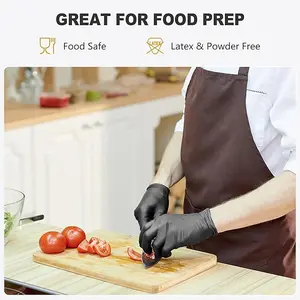 Black Vinyl Gloves Food Grade Disposable Latex Free & Powder Free for Cleaning Cooking Food Prep, 100 Box Hand Plastic Water Proof