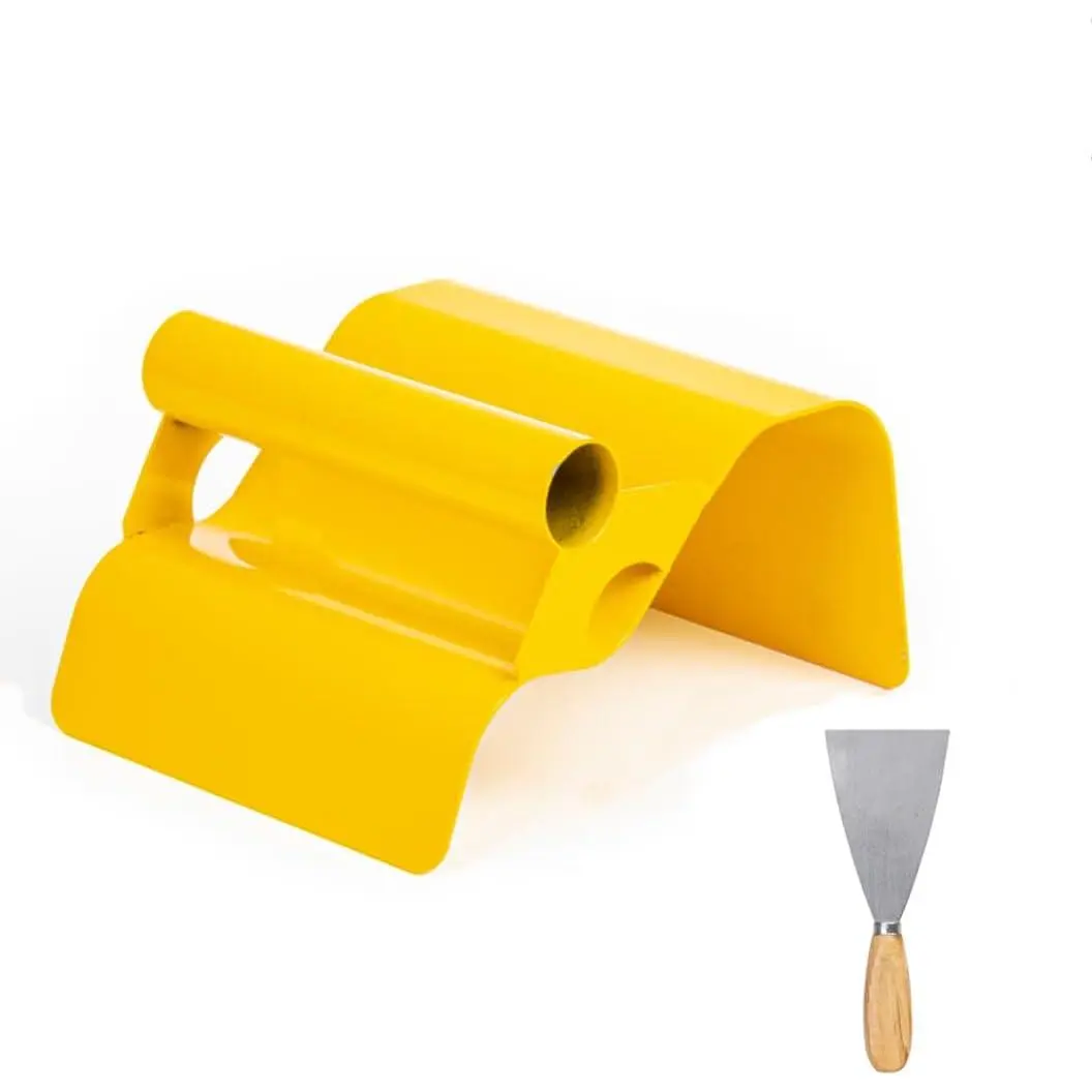 Landscape Curb Trowel 4” x 6” x 4” Stainless Steel Concrete Curbing Trowel Concrete Curb Tool Mower Edger Trowel Yellow Model Making Tool with Handle & Putty Knife