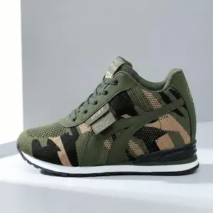 Women’s Camo Running Shoes – Hidden Height Boost, Breathable Lightweight Trainers Walking Shoes Trainer Sports Shoes Runner Training Footwear Athletic Running Sneaker Girl Casual Closed