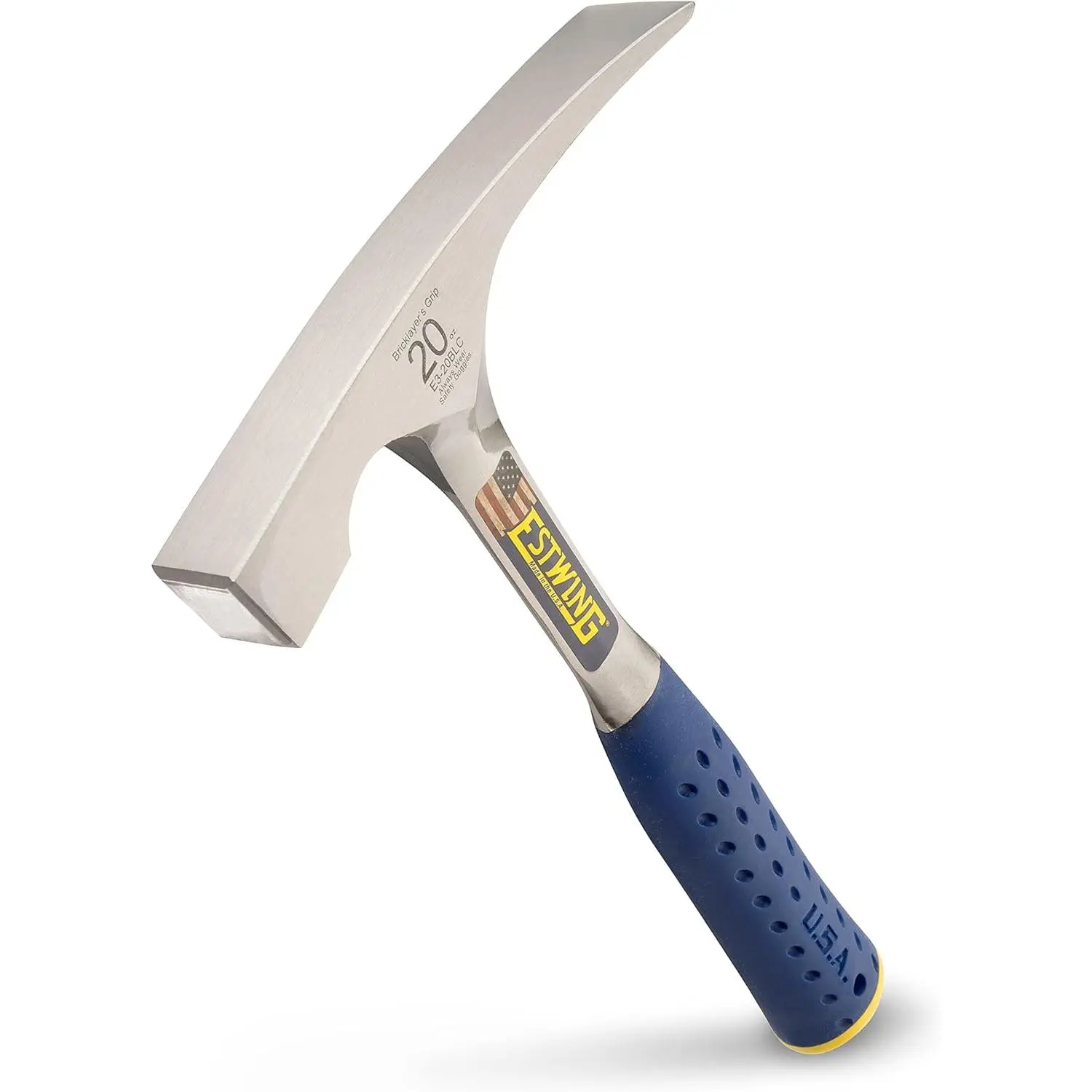 Estwing Rock Pick - 20 oz Bricklayer's/Mason's Hammer with Forged Steel Construction & Shock Reduction Grip