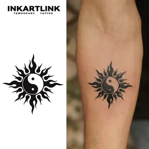 INKARTLINK Tattoo Tech, 2 Sheets Semi-Permanent Temporary Tattoos ,Tai Chi,Adult Art Design,Lasts 1-2 Weeks, Waterproof, Realistic Look, No Adhesive, No Reflection,For Man And Woman,Ideal for Swimming, Party